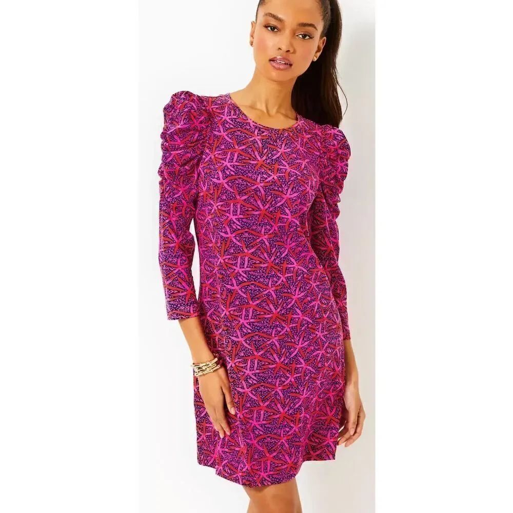 Lilly Pulitzer Steffie Dress in Passion Fruit Pink Star NWOT Size Small